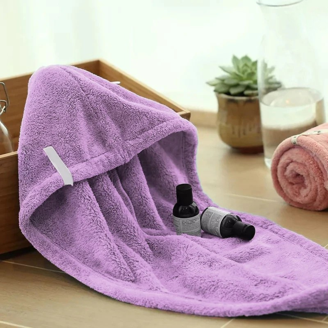 Hair Drying Turban Towel - TURBIE CAP - Purple