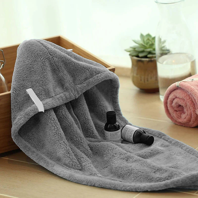 Hair Drying Turban Towel - TURBIE CAP - Grey