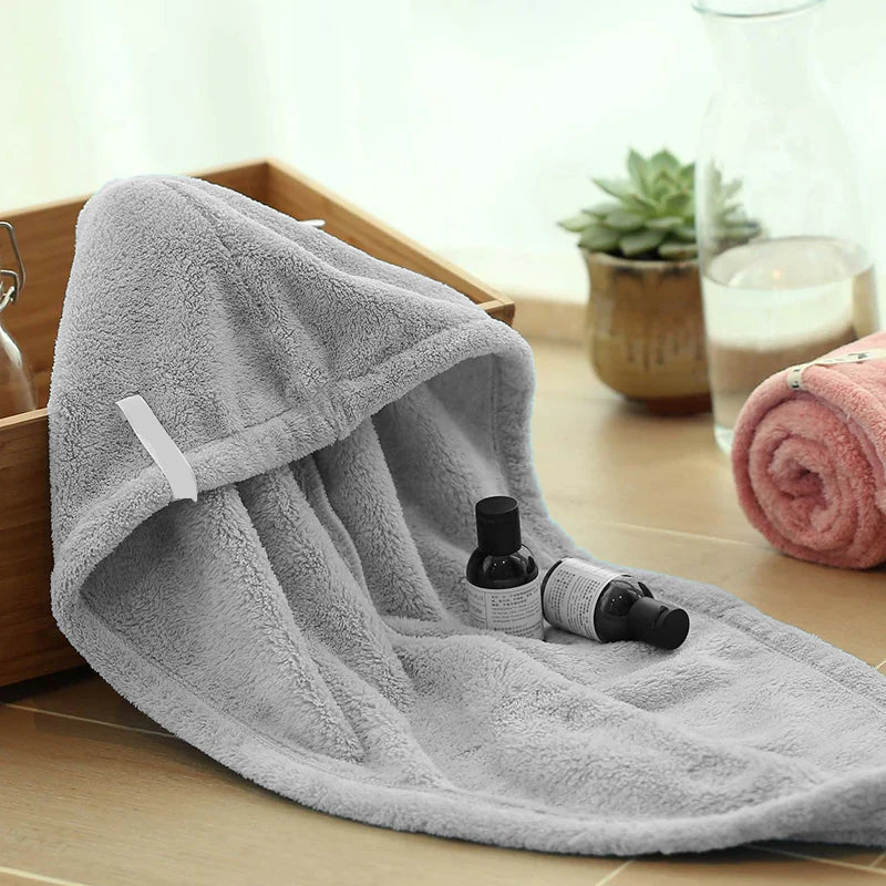 Hair Drying Turban Towel - TURBIE CAP - Light Gray