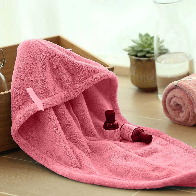 Hair Drying Turban Towel - TURBIE CAP - Pink
