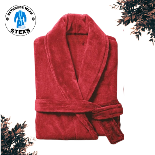 Velour Bathrobe - Red