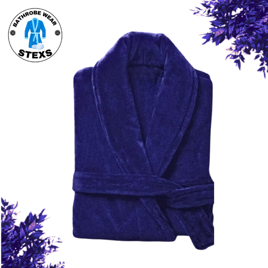 Velour Bathrobe -  Blue