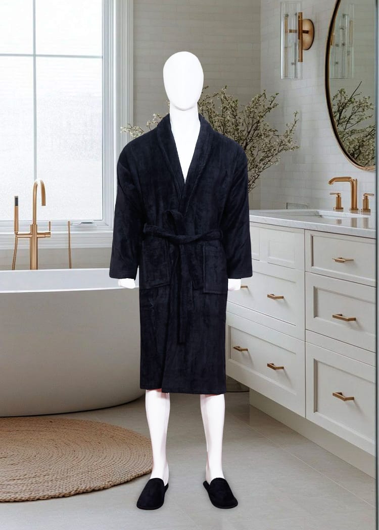 Premium Fluffy Bathrobe Black